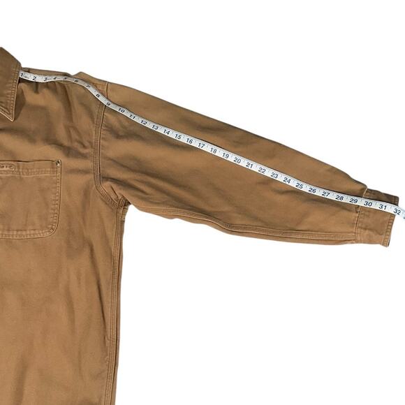 Carhartt Men’s Large Vintage Brown Canvas Snap Shirt Jacket Flannel Lined Work - Picture 8 of 16